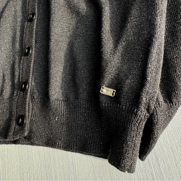 MOSSIMO SUPPLY CO. Cardigan Cropped Knit Sweater S Black Sparkly Button Front - Picture 9 of 15